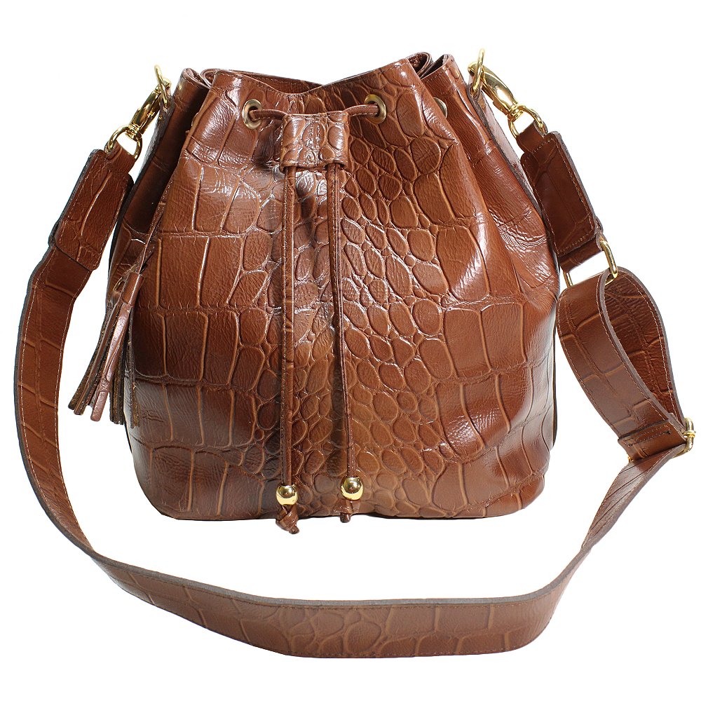 Bolsa de Couro Bucket Tory Croco - Couro Nobre