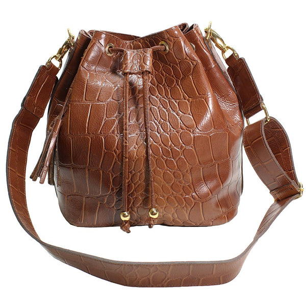 Bolsa de Couro Bucket Tory Croco - Couro Nobre