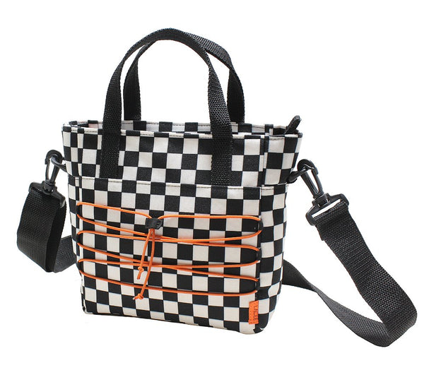 Bolsa Tote Checkerboard Black & White - Couro Nobre