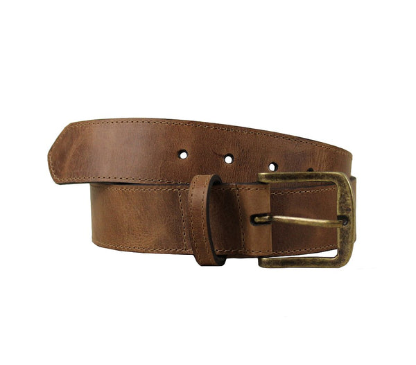 Cinto Casual de Couro Stoned Caramelo - Couro Nobre