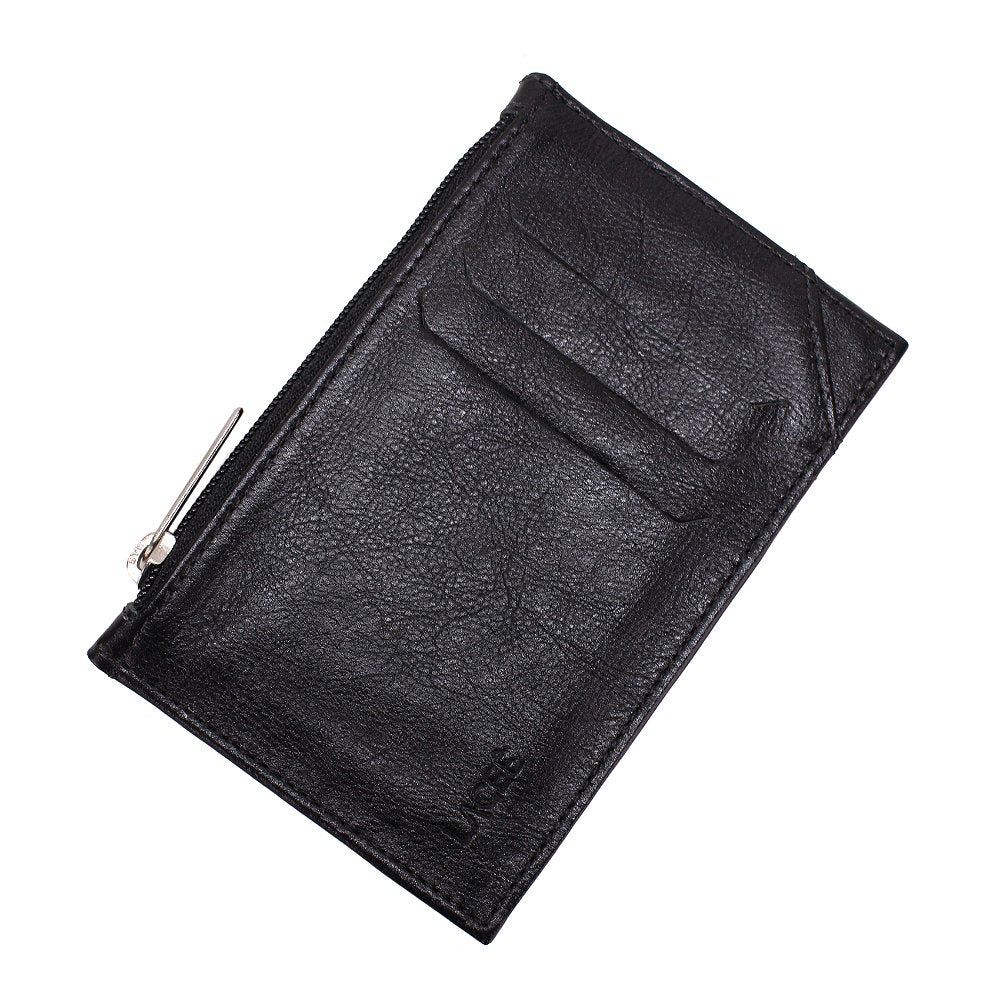 Porta Cartão de Couro Compact Preto - Couro Nobre